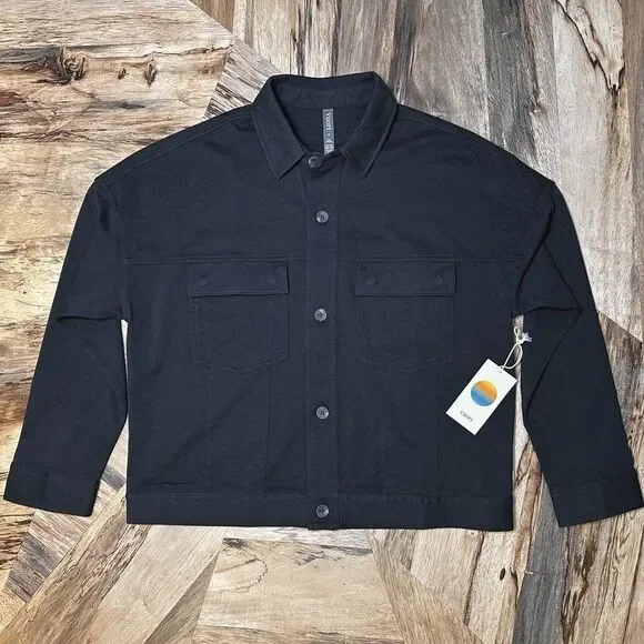 Vuori Mackenzie Jacket Medium Washed Black Cotton Shacket Chore Coat Inspo NWT - Picture 7 of 16